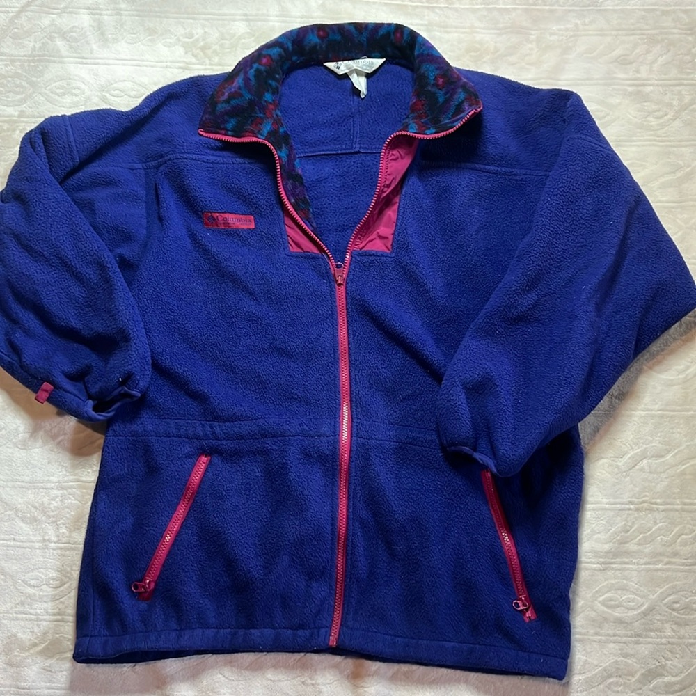 Vtg 90s Columbia Full‎ Zip Purple Southwestern Aztec Fleece Jacket